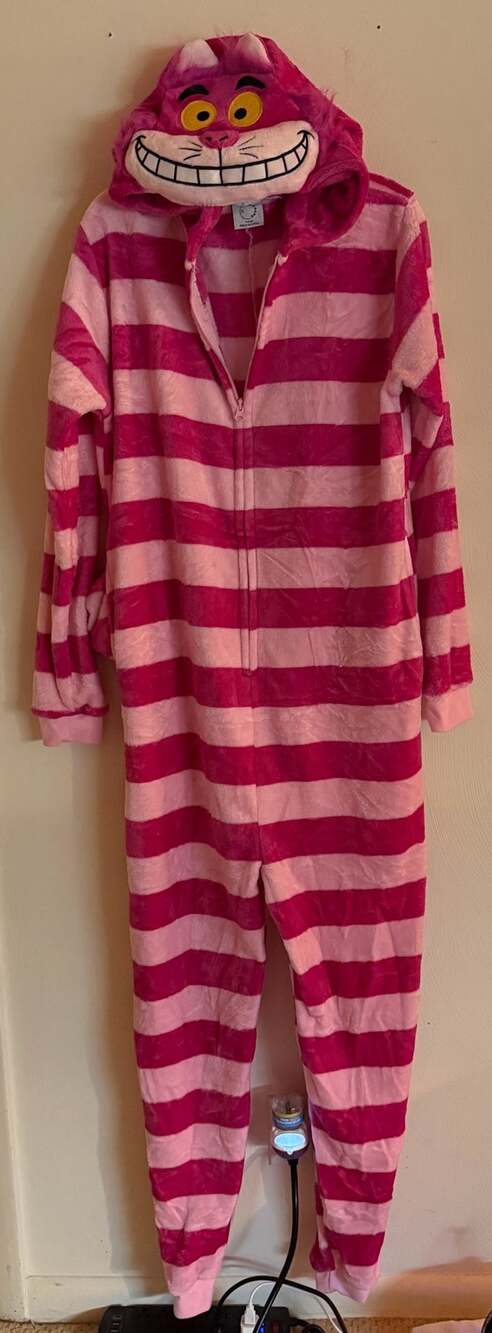 Just Love Striped Cat Costume Union Suit Adult Large Pink Striped Hood Tail
